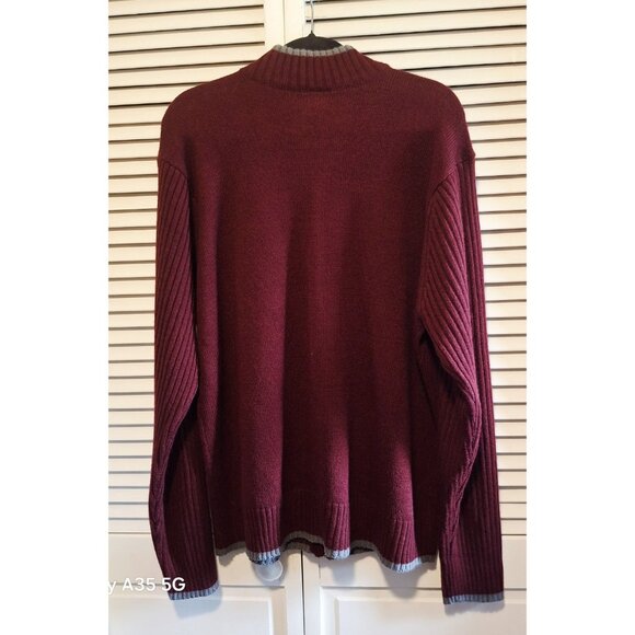 Mens Haband XL Maroon Full Zip Cable Knit Sweater 100% Acrylic Y2K Preppy Cabin - Picture 7 of 7
